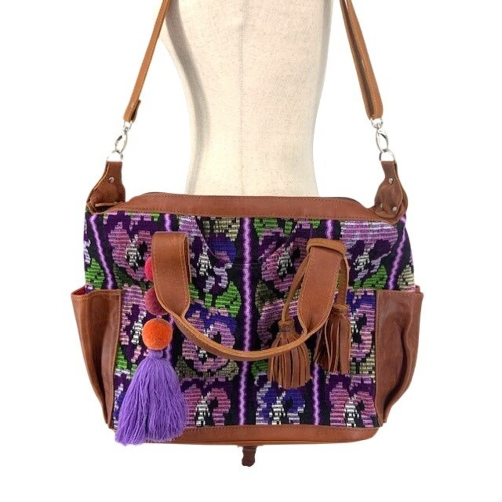 Nena & Co OOAK Huipil Convertible Day Bag CDB Leather Backpack Boho Indie Hippie